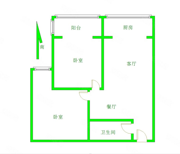 金华怡园2室2厅1卫82㎡南北59.9万