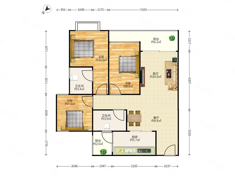 刚需小三房东南向只需契税直降60万急518w深业东岭