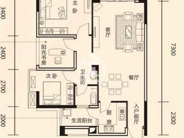 南宁良庆五象大道瑞和家园(一期)2号线金象站 瑞和家园 精装三房出租