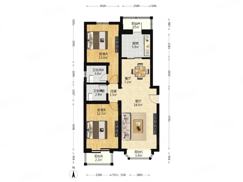 德茂地铁附近,急售价格可大议,上林苑2室1厅 精装