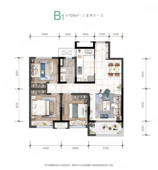济南融创文旅城砚玺园(d5区1-7号楼)3室2厅1卫113.39㎡南142.7万