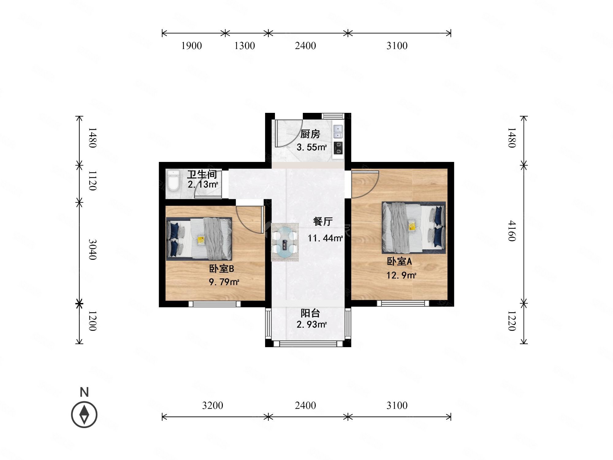 翠苑一区2室1厅1卫50.36㎡南182万