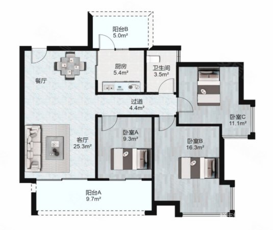 广州亚运城天誉 3 房  113.75 方 品质小区