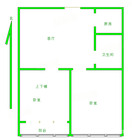 香港国际(商住楼)2室1厅1卫70.32㎡南北49万