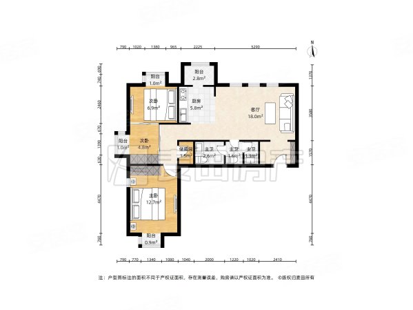 雅世合金公寓2室2厅1卫89㎡南北915万