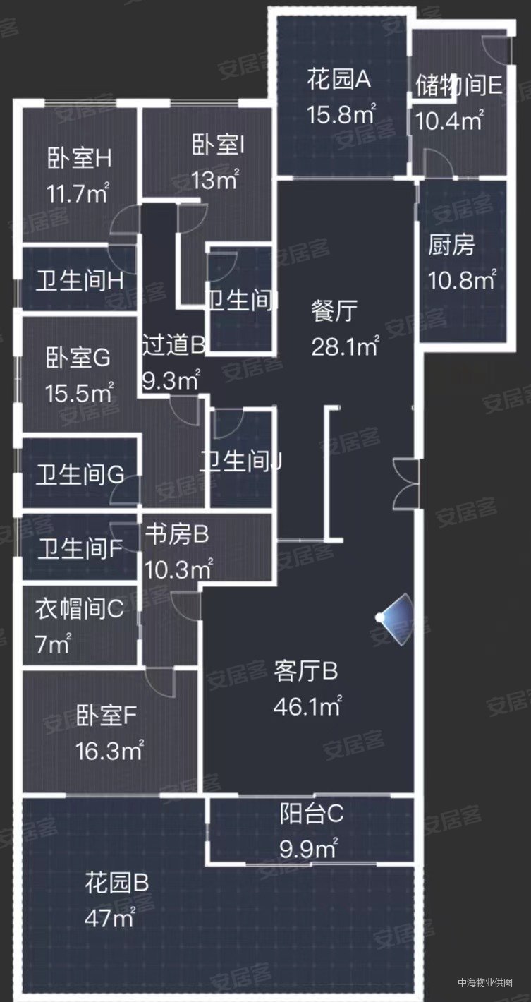 中海紫御豪庭(三期公寓住宅)9室3厅5卫593.69㎡南北2500万