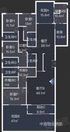 中海紫御豪庭(三期公寓住宅)9室3厅5卫593.69㎡南北2500万