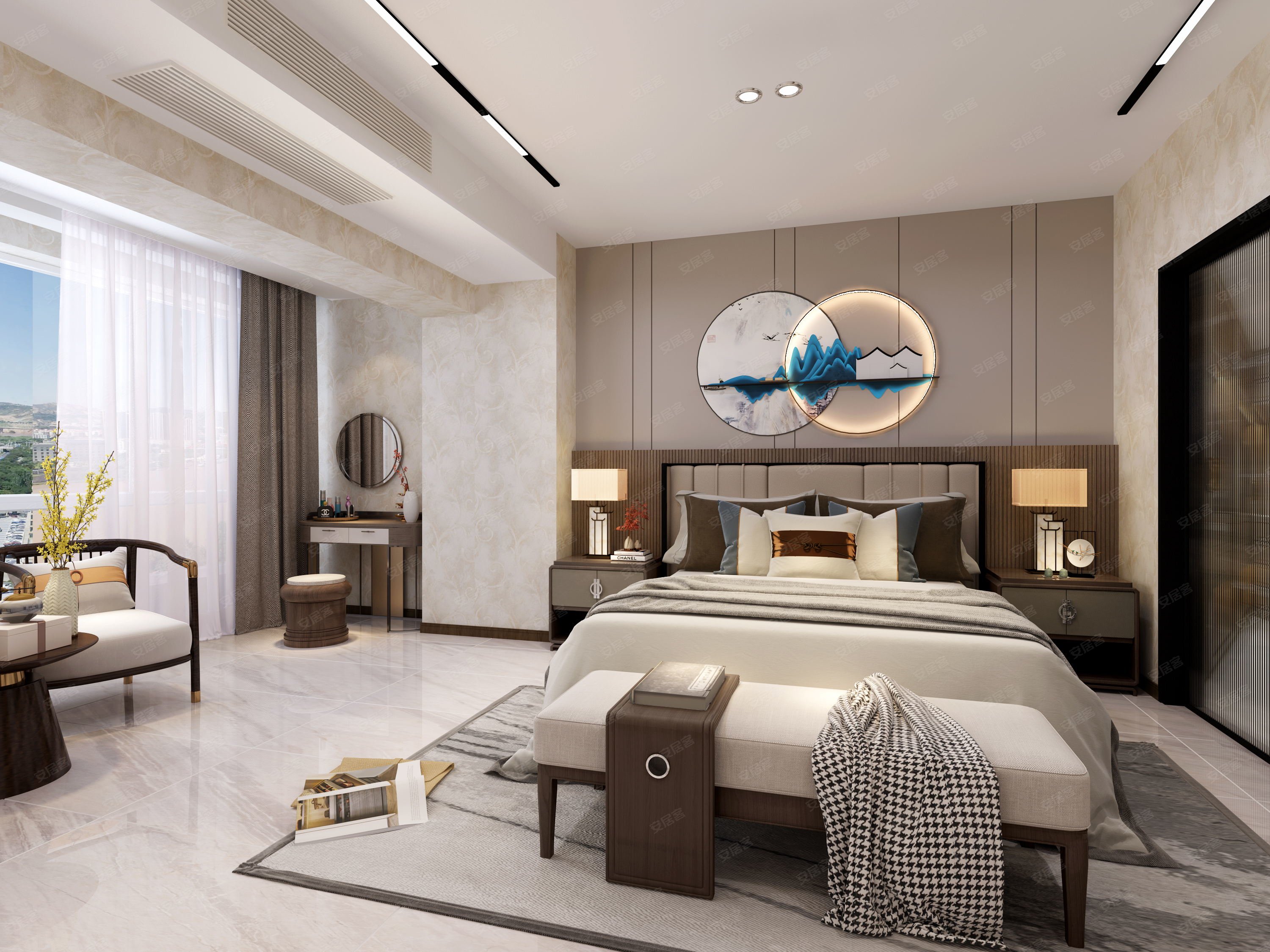 金色堤岸云境270平米新中式装修效果图-安居客装修案例