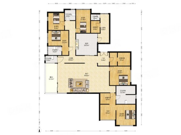 静安豪景苑5室2厅5卫291㎡南北4999万