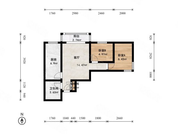 迎风西里小区2室1厅1卫104.64㎡东北138万