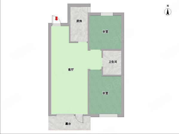 美的城2室2厅1卫86.98㎡南北73万