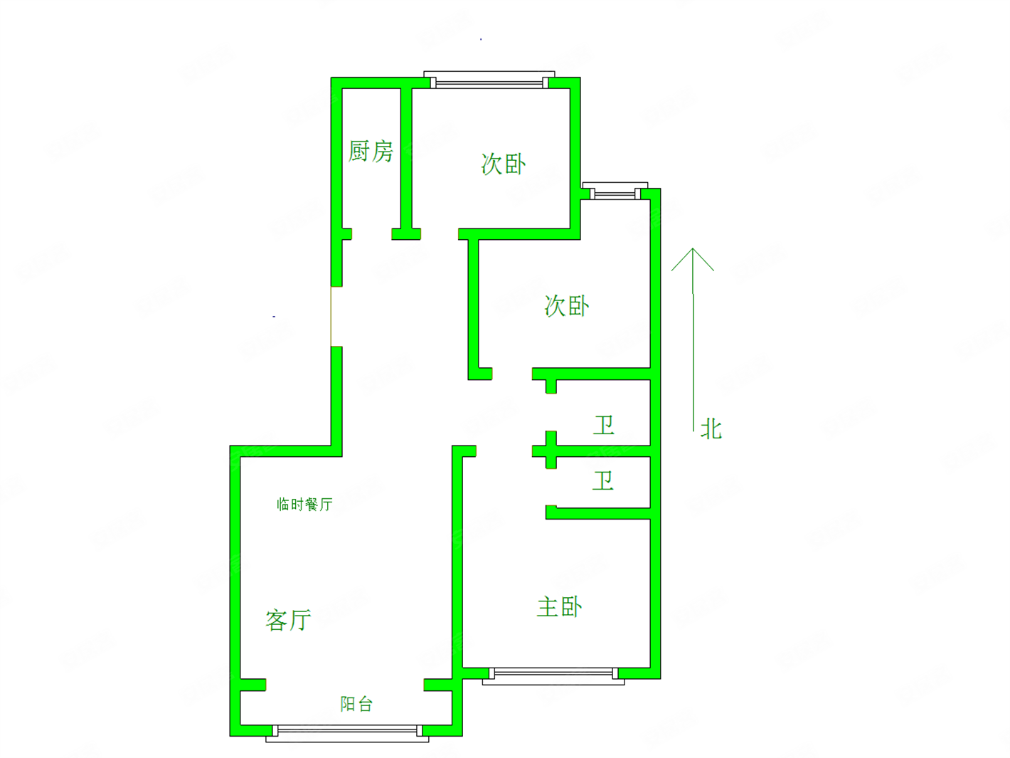 好楼层渤海明珠3室带车位124平米113万