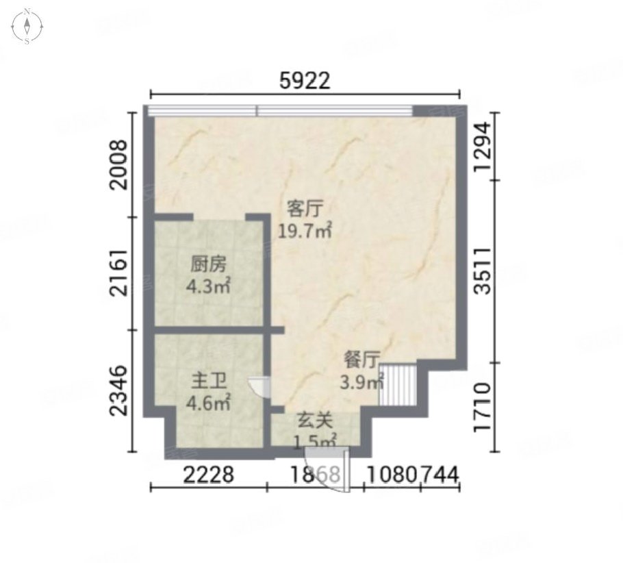 名著司南(商住楼)3室0厅2卫68.25㎡南59万