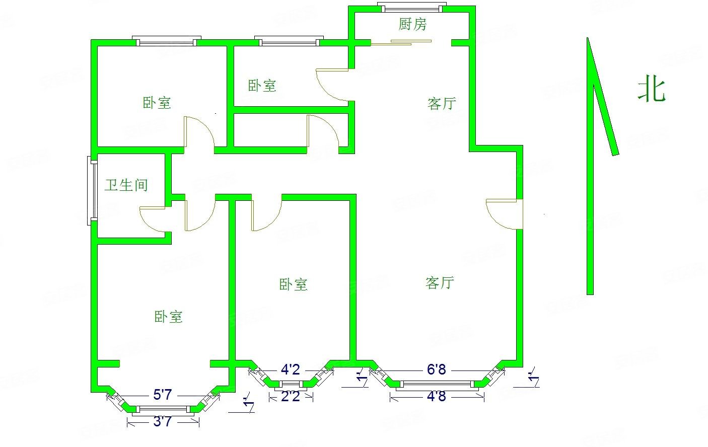 青青家园(东区)4室2厅2卫161㎡南北88万