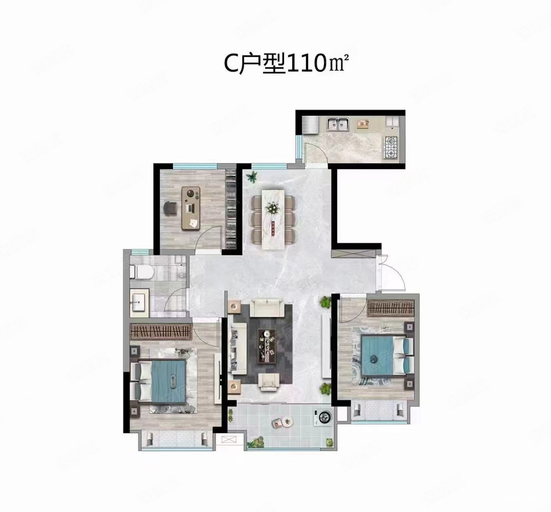 中康清照澜庭3室2厅1卫116.69㎡南北76万