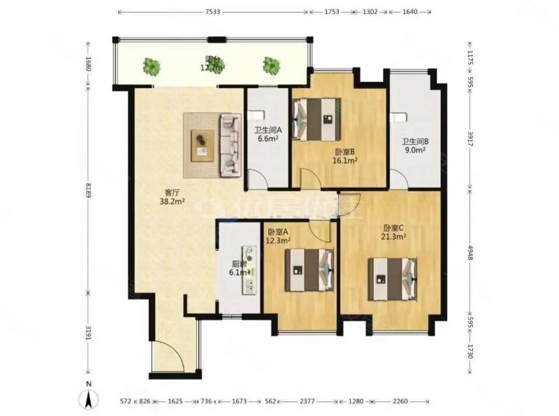七彩云南第壹城 精装三室二厅150平米 房东急售