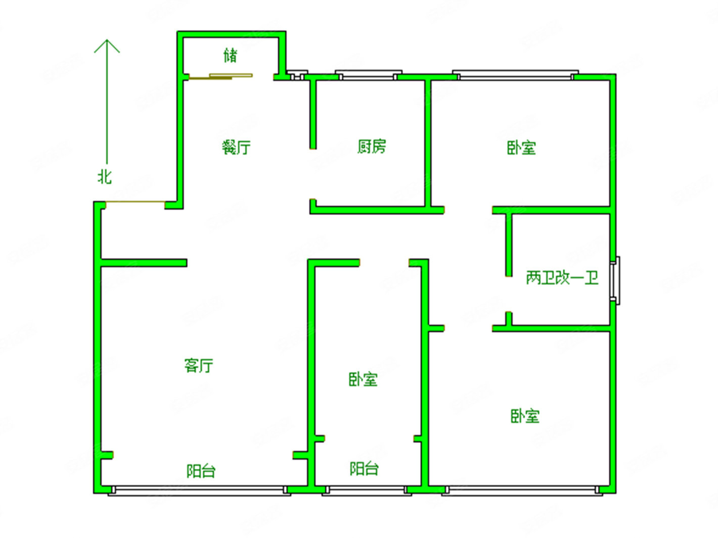 新世纪小区3室2厅2卫144.86㎡南北165万