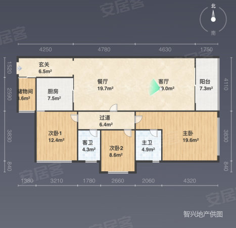 光明1号3室2厅2卫122㎡南北168万