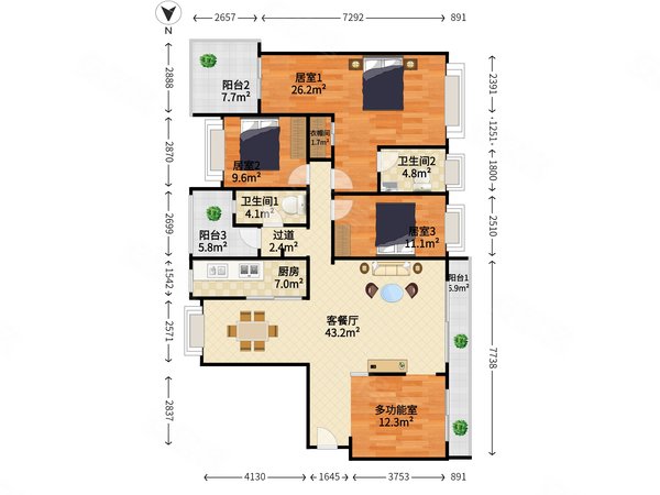 中信红树湾户型方正,南北通透,拎包入住,全新装修