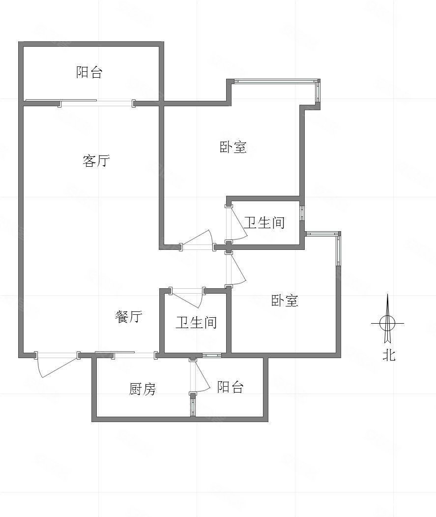 龙湖郦江2室2厅2卫96.41㎡南北138万