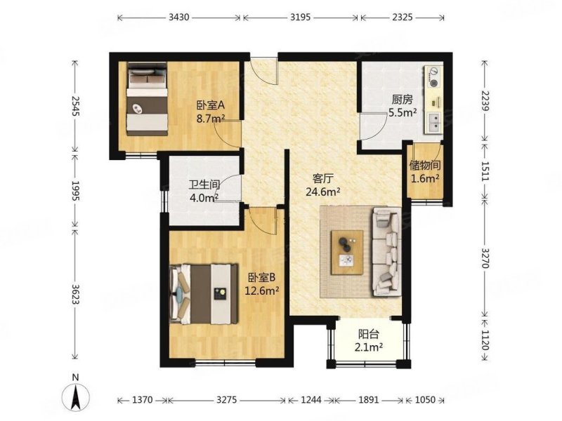 尚园 满五   大两居 朝南 楼龄新 医疗配套成熟 商圈成熟