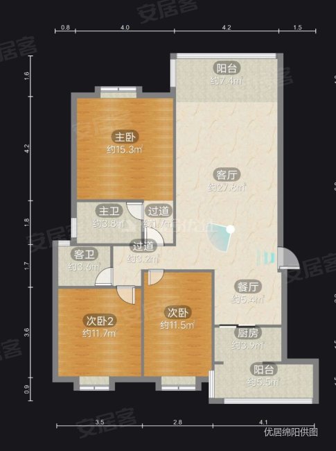 东晖御庭苑3室2厅2卫127.14㎡东南97万