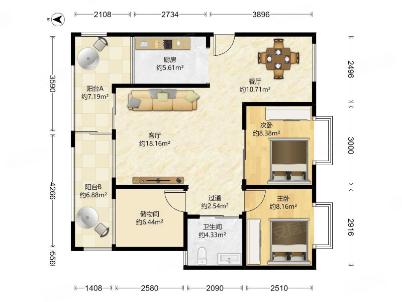 市区次新精致套三 装修好可拎包入住 南北通透 近一号线地铁