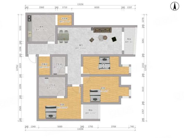北京海淀甘家口国兴家园海淀国兴家园3室2厅2卫1厨1阳台出租房源真实