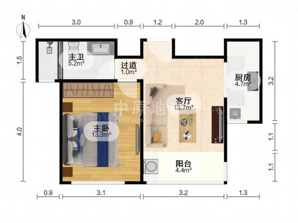 文宝苑1室1厅1卫55.35㎡南233万