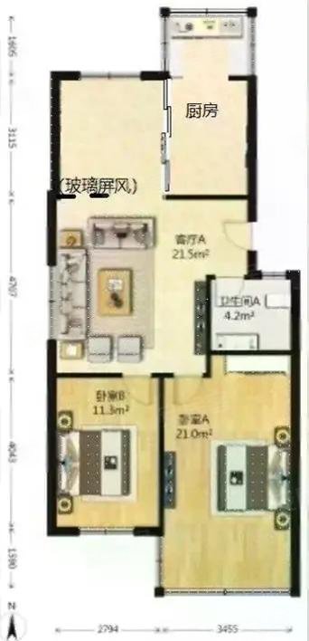 永乐花园3室1厅1卫94㎡南北208万