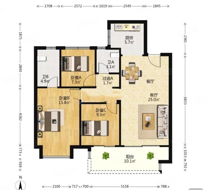 精装好房,金科绿都天宸二手房,153万,3室2厅,1卫,116平米-洛阳安居客