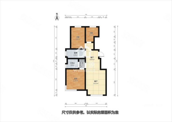 万科东海岸3室2厅1卫92㎡南北70万