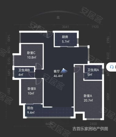 诚信御景园3室2厅2卫131.34㎡西北68.8万