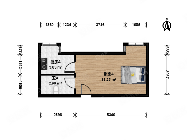 北京青年城1室0厅1卫33㎡北230万