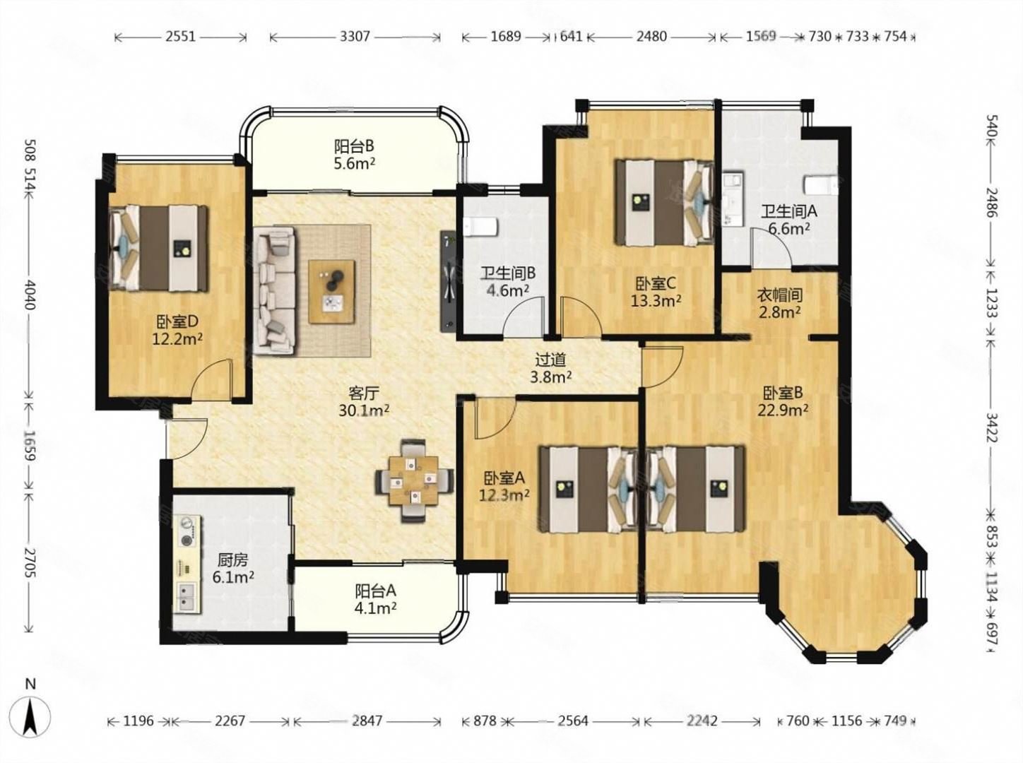 恒大绿洲四房两卫小高层户型正采光好业主急卖总价低
