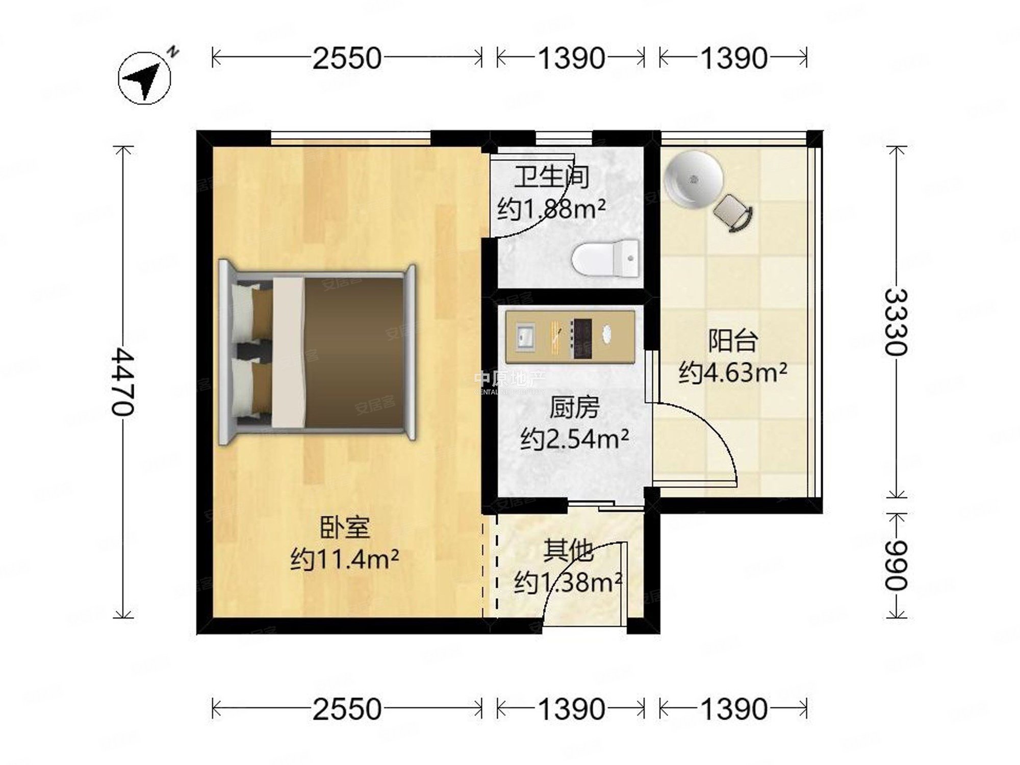 金碧都市广场东向一房家电齐全保养新采光好小区环境