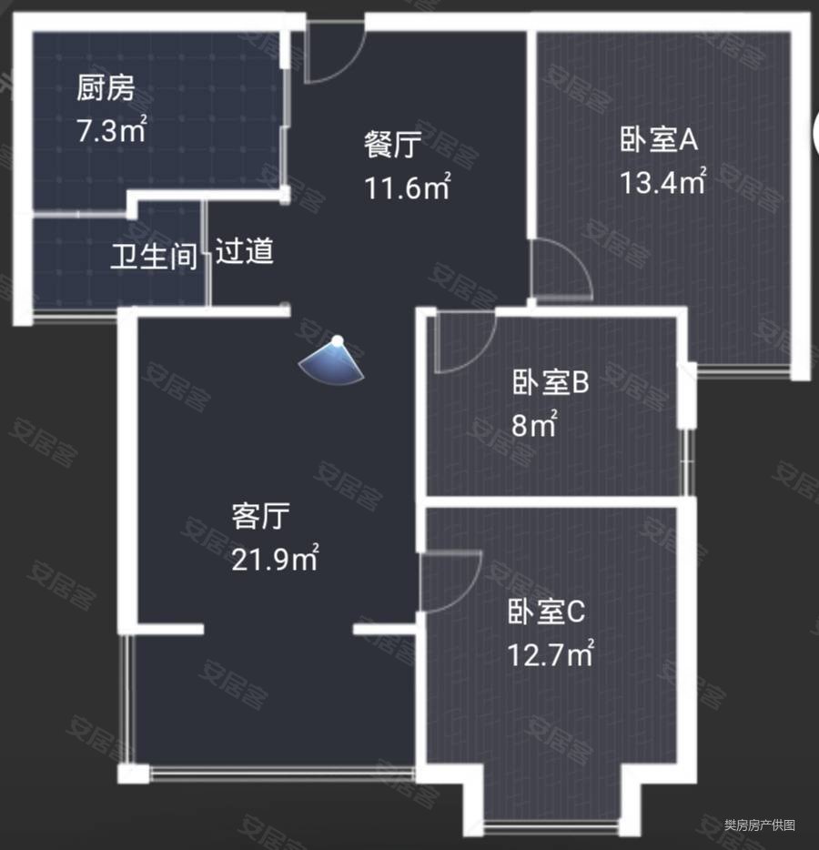 普鑫上东郡3室2厅1卫102㎡南北105万