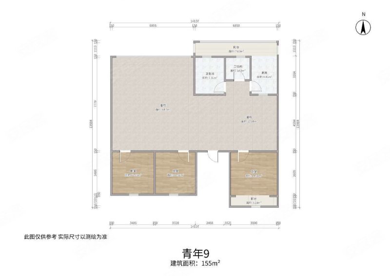 佳园小区3室2厅2卫155㎡南北198万