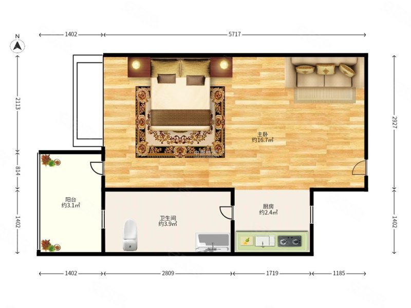 昊海君悦1室0厅1卫37.85㎡西北75万