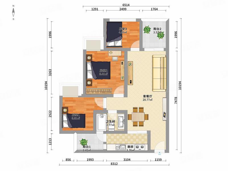 叠翠峰精装三房中楼层全新未入住看房便利近地铁近