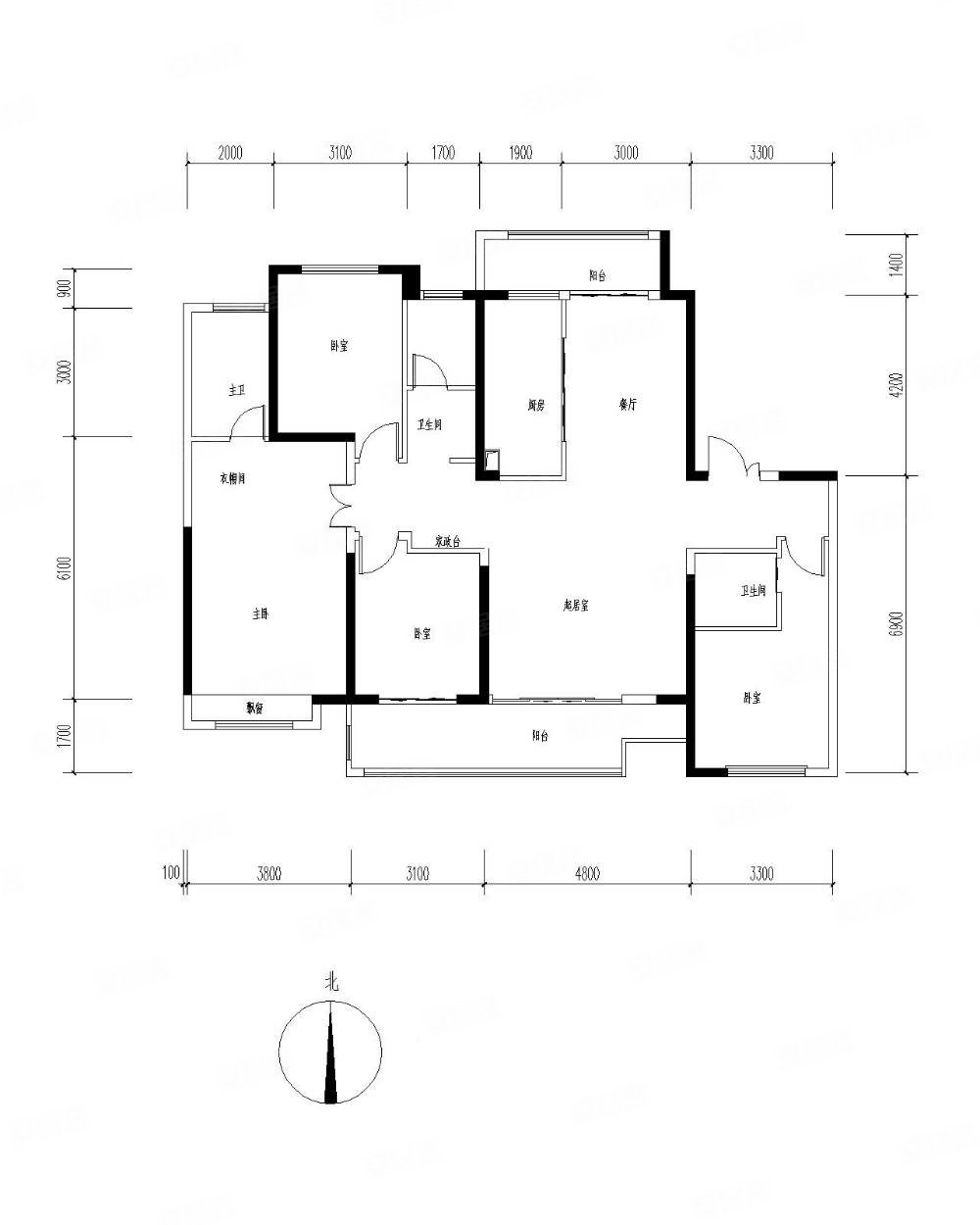 珑玺湾四开间朝南南北三阳台户型哇塞价格哇塞