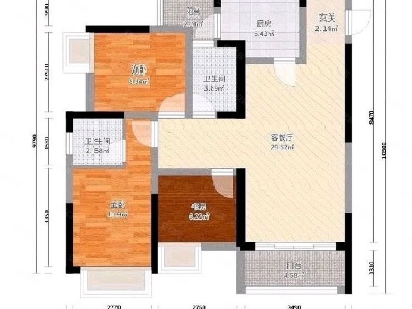 国富沙磁巷3室2厅2卫94㎡东南121.2万