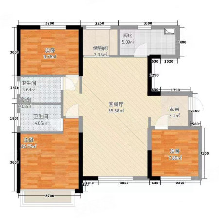 江山城市广场3室2厅2卫135.51㎡南北96万