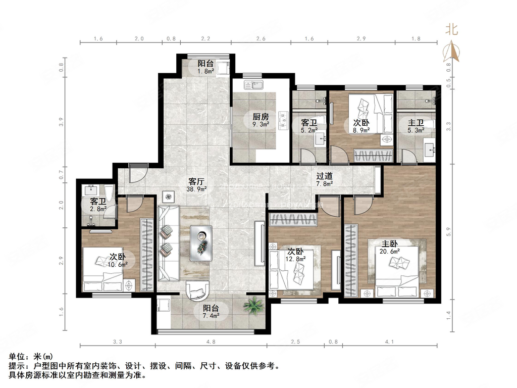 这户型呼呼卖凤凰国际188平4室3卫有车位地下室随时看房