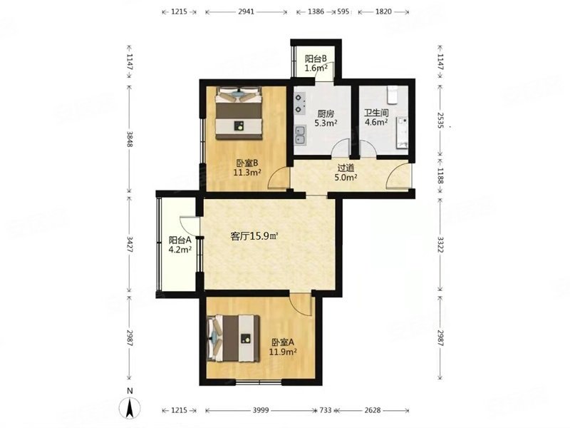 三合南里(东区)2室1厅1卫80.88㎡西南265万