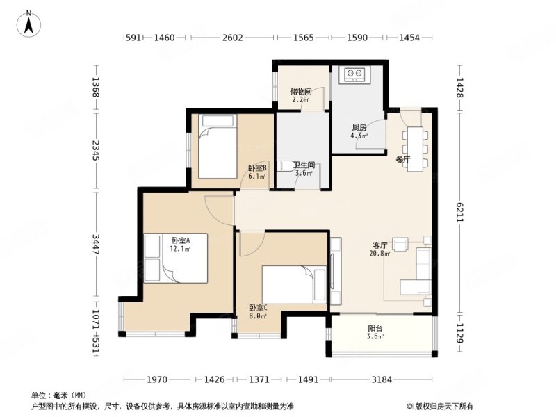 盛世华庭精装可拎包入住大两居南向采光好