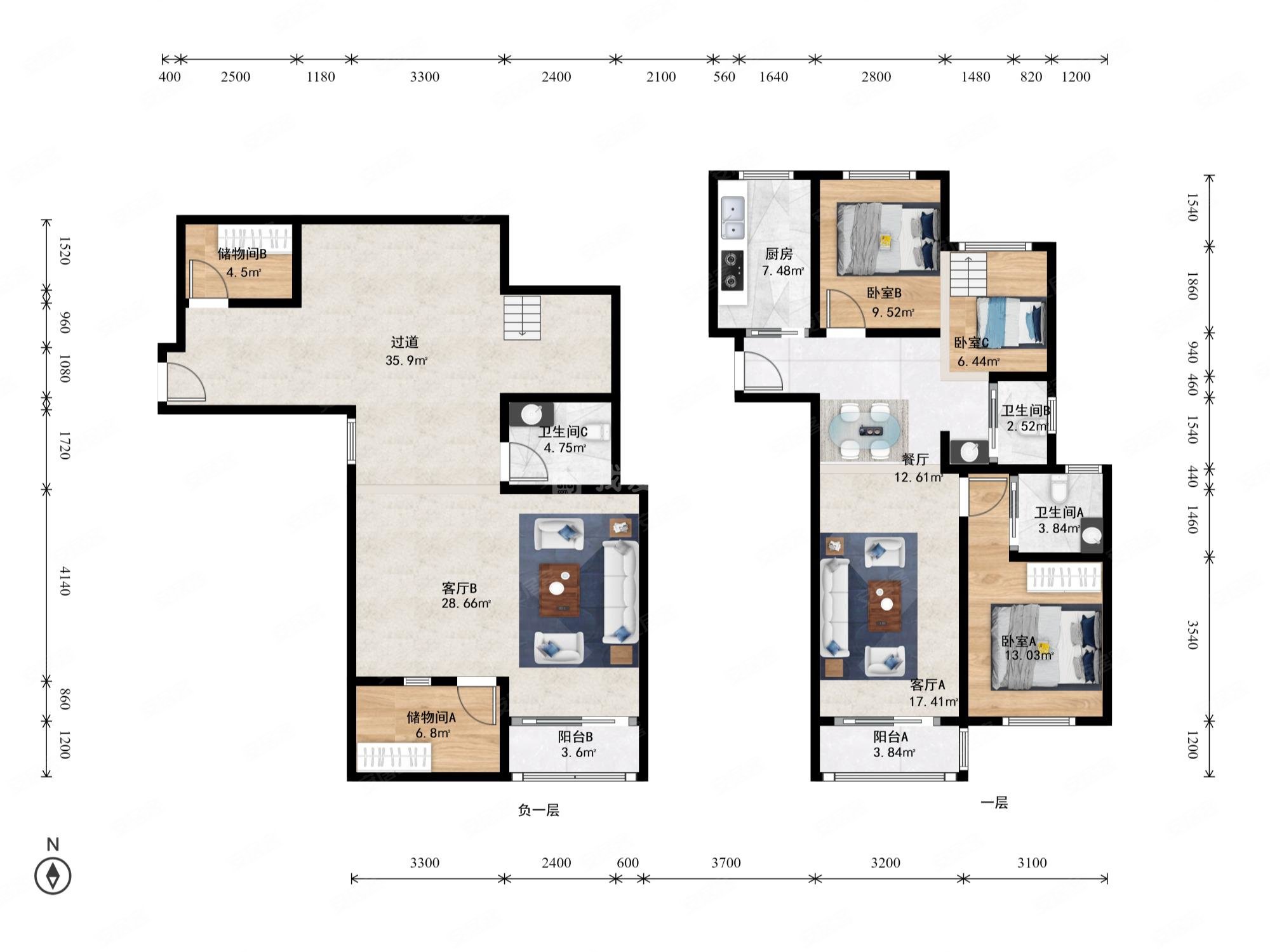 开元名郡3室3厅3卫87.26㎡南285万
