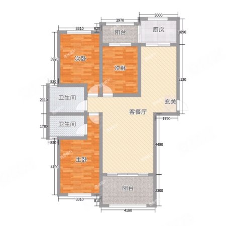 领地未来城3室2厅2卫138.31㎡南北71万