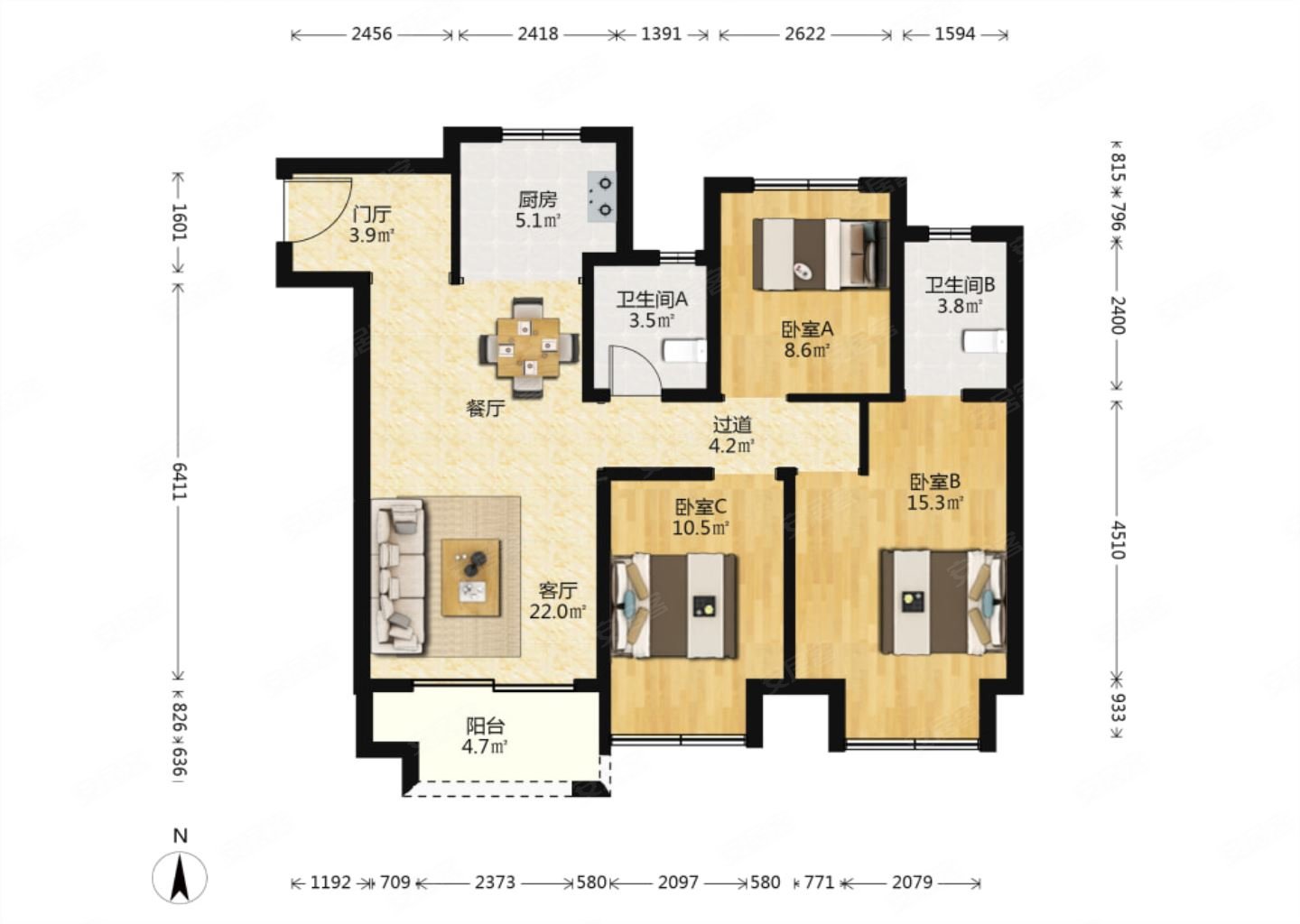 建发玖里湾(二期)二手房,195万,3室2厅,2卫,115平米-无锡安居客