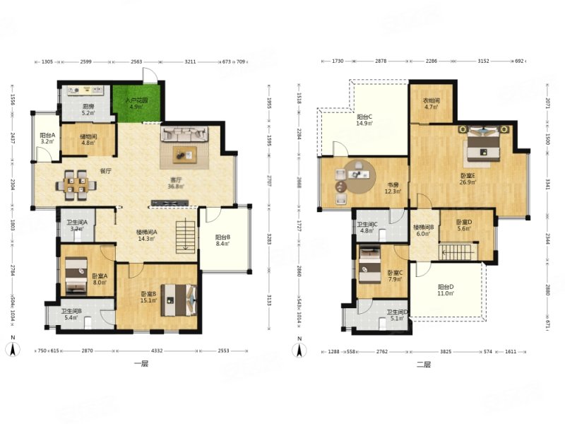 文园中隔壁 水木清华园 复式两层 204平 出售625万